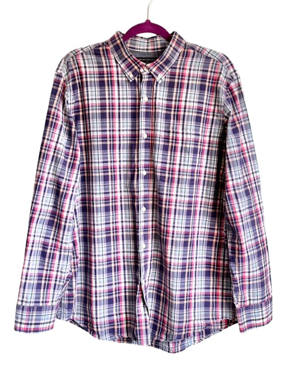 Banana Republic Men’s Preppy Plaid Long Sleeve Button-Down Shirt Large EUC
